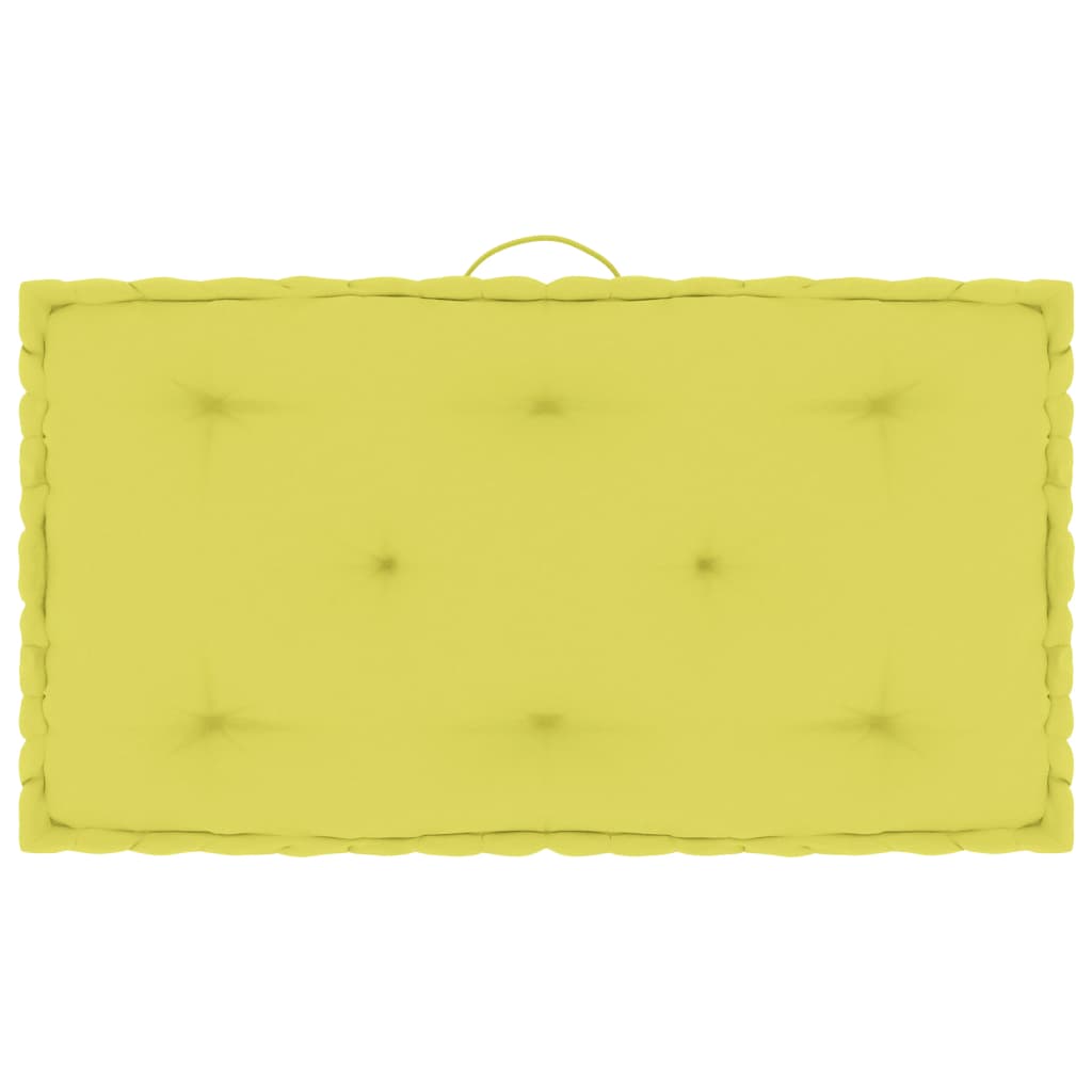 vidaXL palešu dīvāna/grīdas spilvens, 73x40x7cm, dzeltenzaļa kokvilna