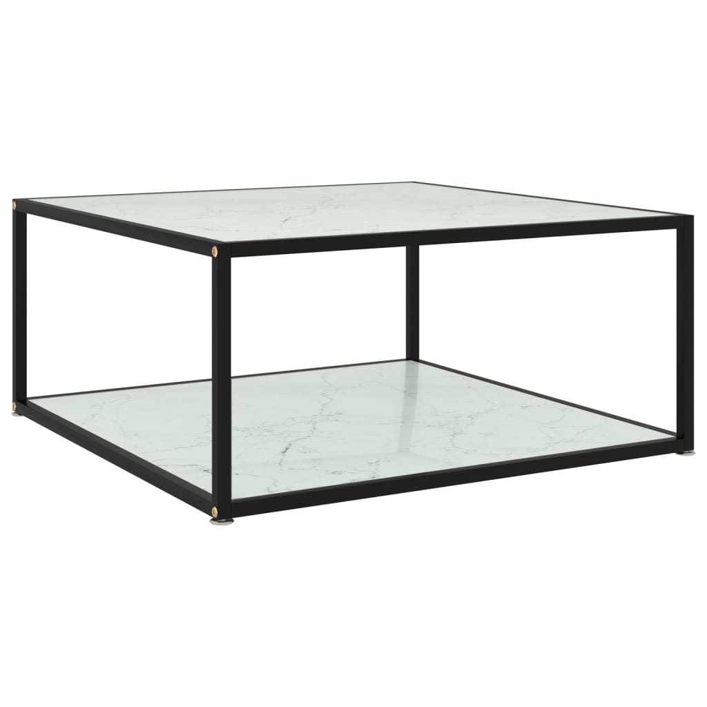 vidaXL kafijas galdiņš, balts, 80x80x35 cm, rūdīts stikls