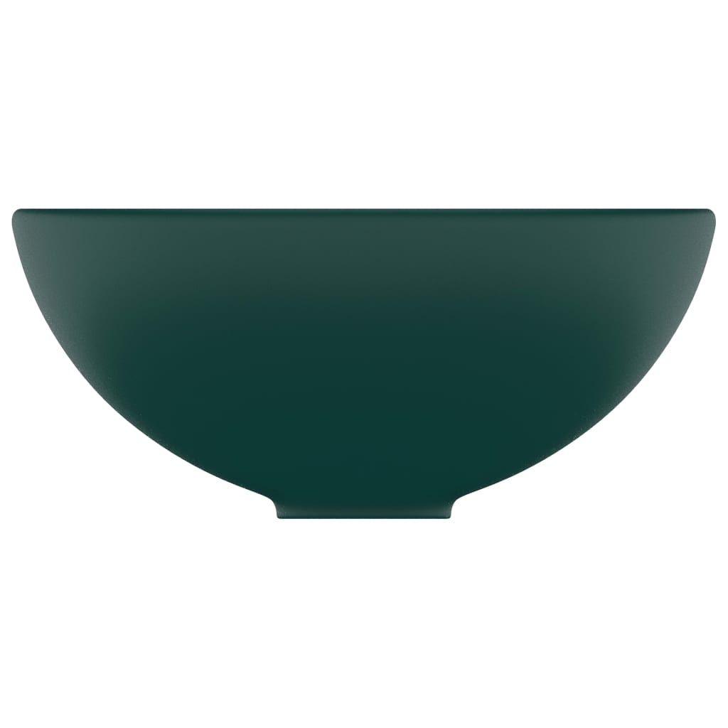 vidaXL izlietne, apaļa, 32,5x14 cm, matēta tumši zaļa keramika