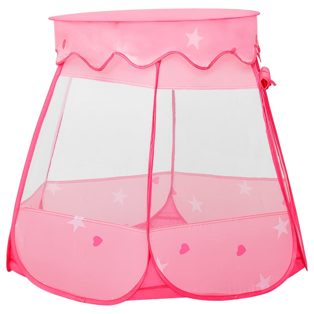 vidaXL rotaļu telts ar 250 bumbiņām, rozā, 102x102x82 cm