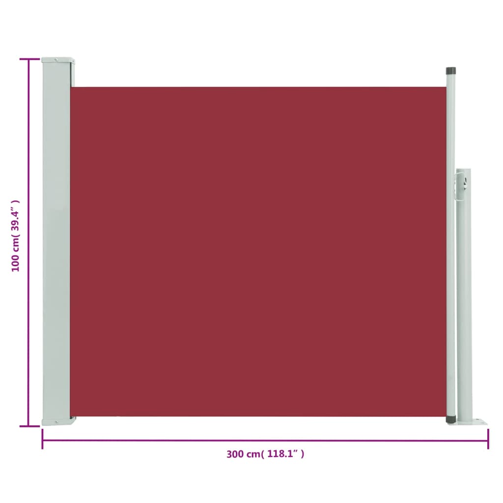 vidaXL izvelkama sānu markīze, sarkana, 100x300 cm