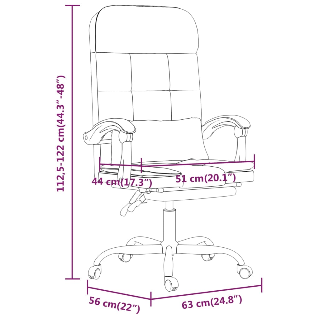 vidaXL biroja masāžas krēsls, atgāžams, krēmkrāsas mākslīgā āda