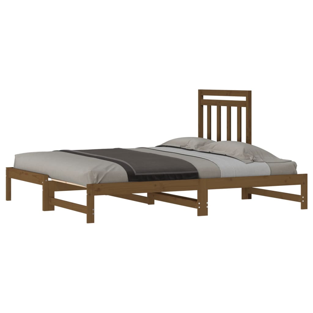 vidaXL izvelkama gulta, medus brūna, 2x(90x200) cm, priedes masīvkoks