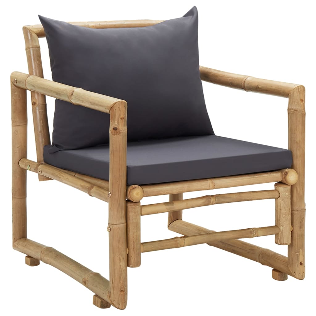 vidaXL dārza krēsli ar matračiem, 2 gab., bambuss