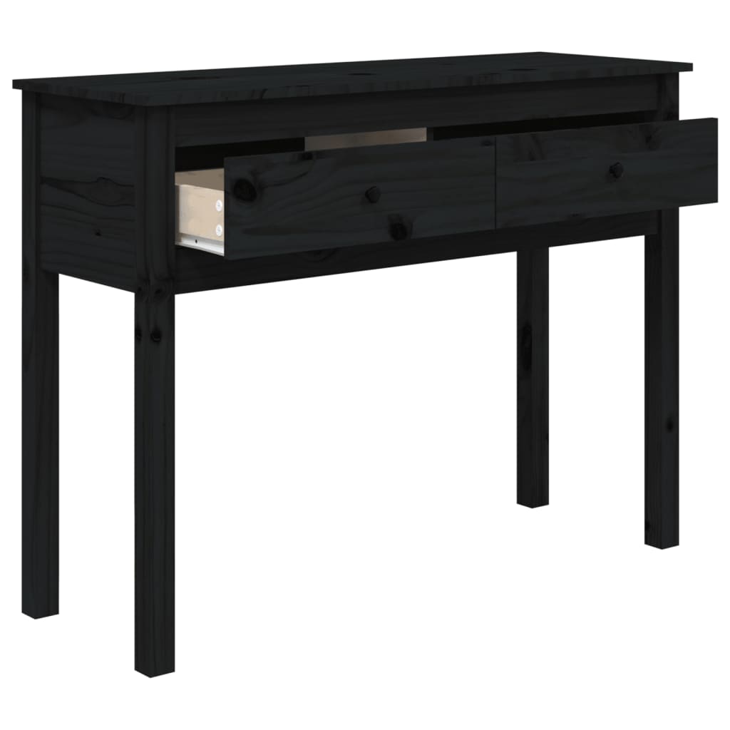 vidaXL konsoles galdiņš, melns, 100x35x75 cm, priedes masīvkoks