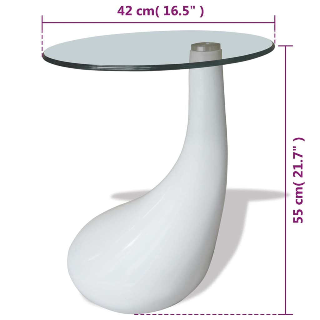vidaXL kafijas galdiņš ar apaļas formas stikla virsmu, spīdīgs, balts