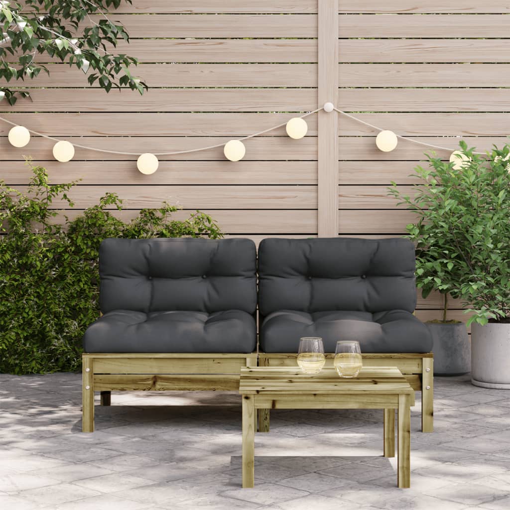 vidaXL dārza dīvāni ar matračiem, 2 gab., impregnēts priedes koks