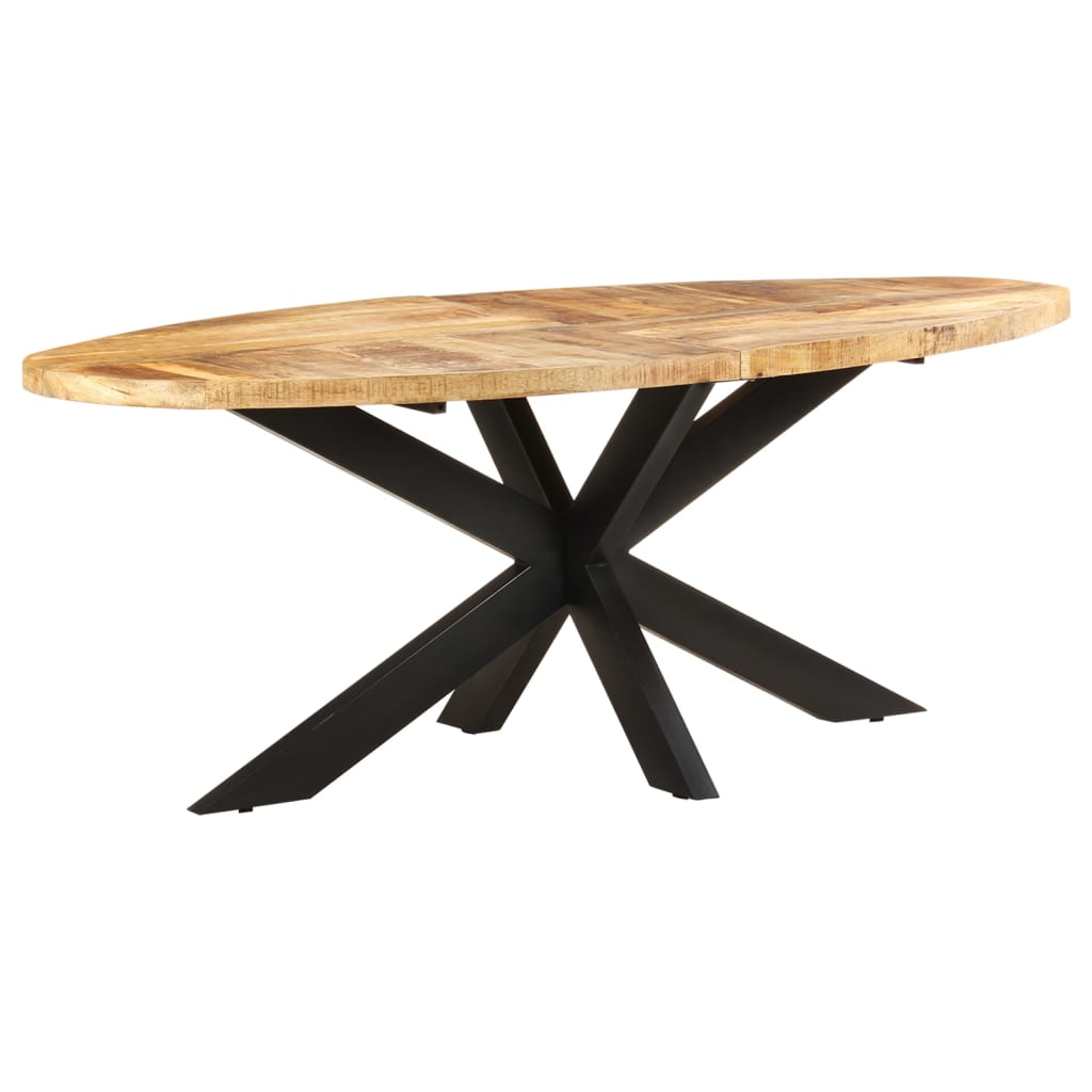 vidaXL virtuves galds, ovāls, 200x100x75 cm, neapstrādāts mango koks