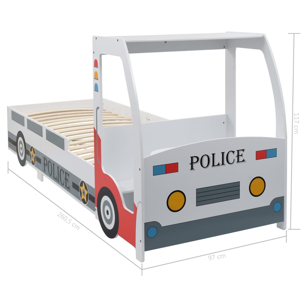 vidaXL bērnu gulta ar galdu, policijas mašīnas dizains, 90x200 cm