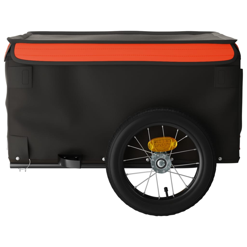 vidaXL velosipēda piekabe, 30 kg, melna un oranža, dzelzs