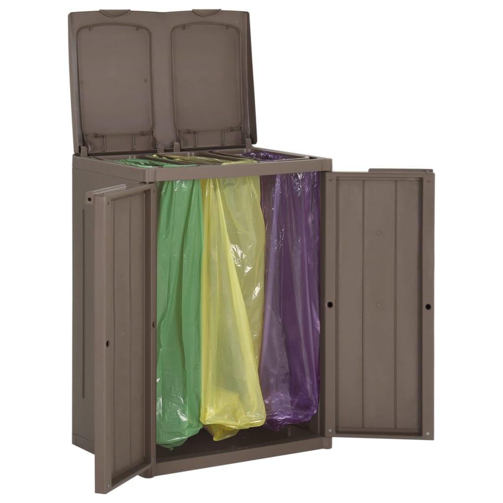 vidaXL atkritumu tvertne ar 2 durvīm, brūna, 65x45x88 cm, PP