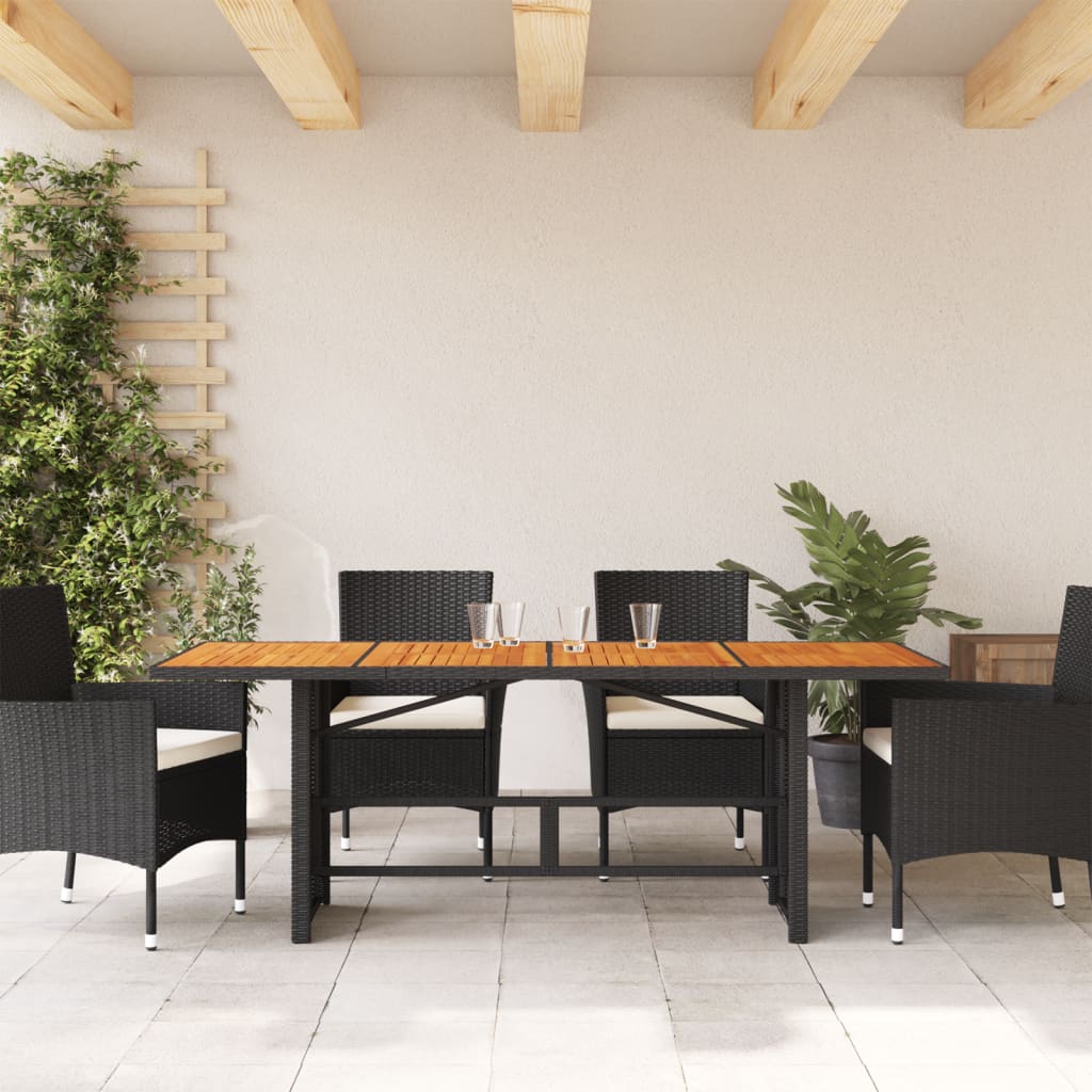 vidaXL dārza galds ar akācijas virsmu, 190x80x74cm, PE rotangpalma