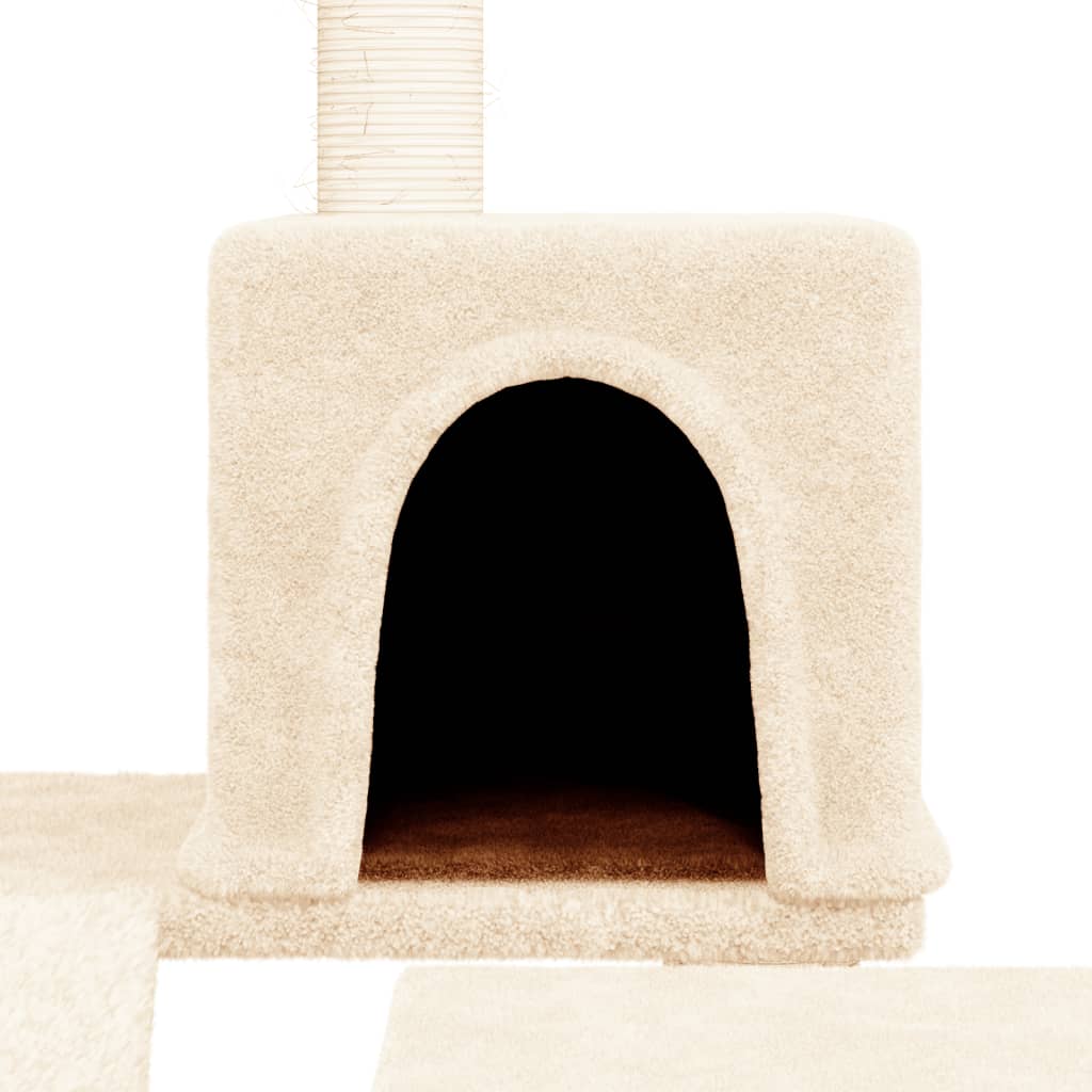 vidaXL kaķu māja ar sizala stabiem nagu asināšanai, 82 cm, krēmkrāsas