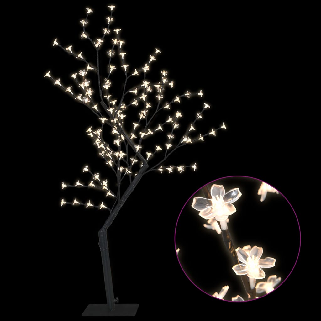 vidaXL Ziemassvētku koks, 128 LED, silti balta gaisma, ķirsis, 150 cm