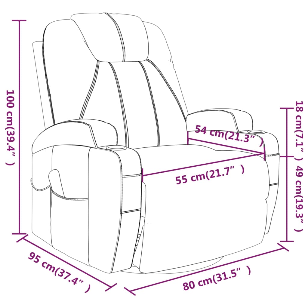 vidaXL masāžas šūpuļkrēsls, krēmkrāsas mākslīgā āda