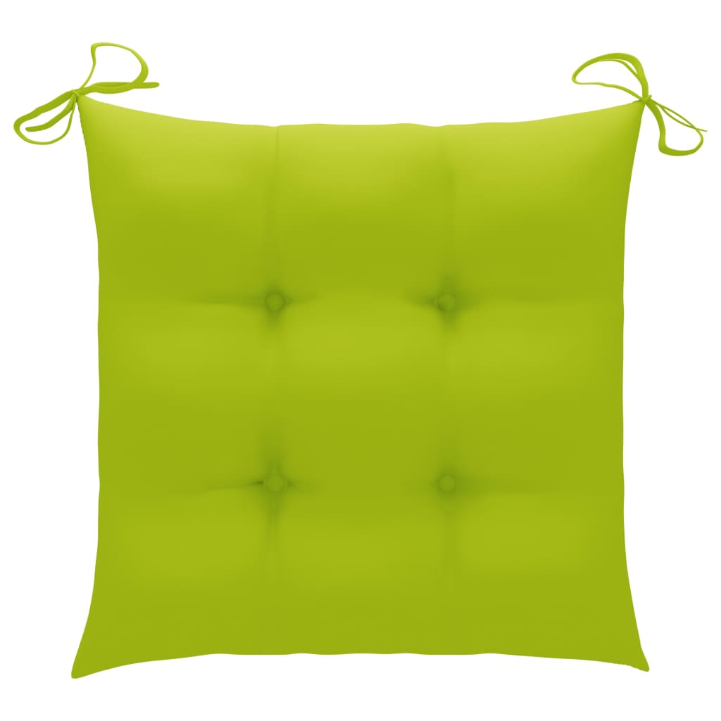 vidaXL šūpuļkrēsls ar spilgti zaļu matraci, masīvs tīkkoks