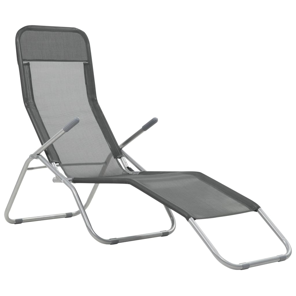 vidaXL saliekami sauļošanās krēsli, 2 gab., antracītpelēks tekstilēns