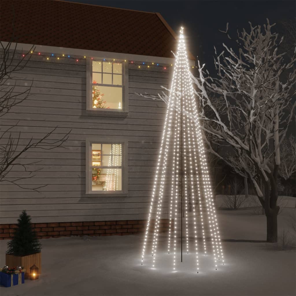 vidaXL Ziemassvētku egle ar pīķi, 732 vēsi baltas LED, 500 cm