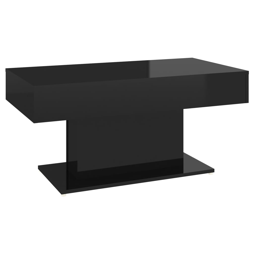 vidaXL kafijas galdiņš, spīdīgi melns, 96x50x45 cm, skaidu plāksne