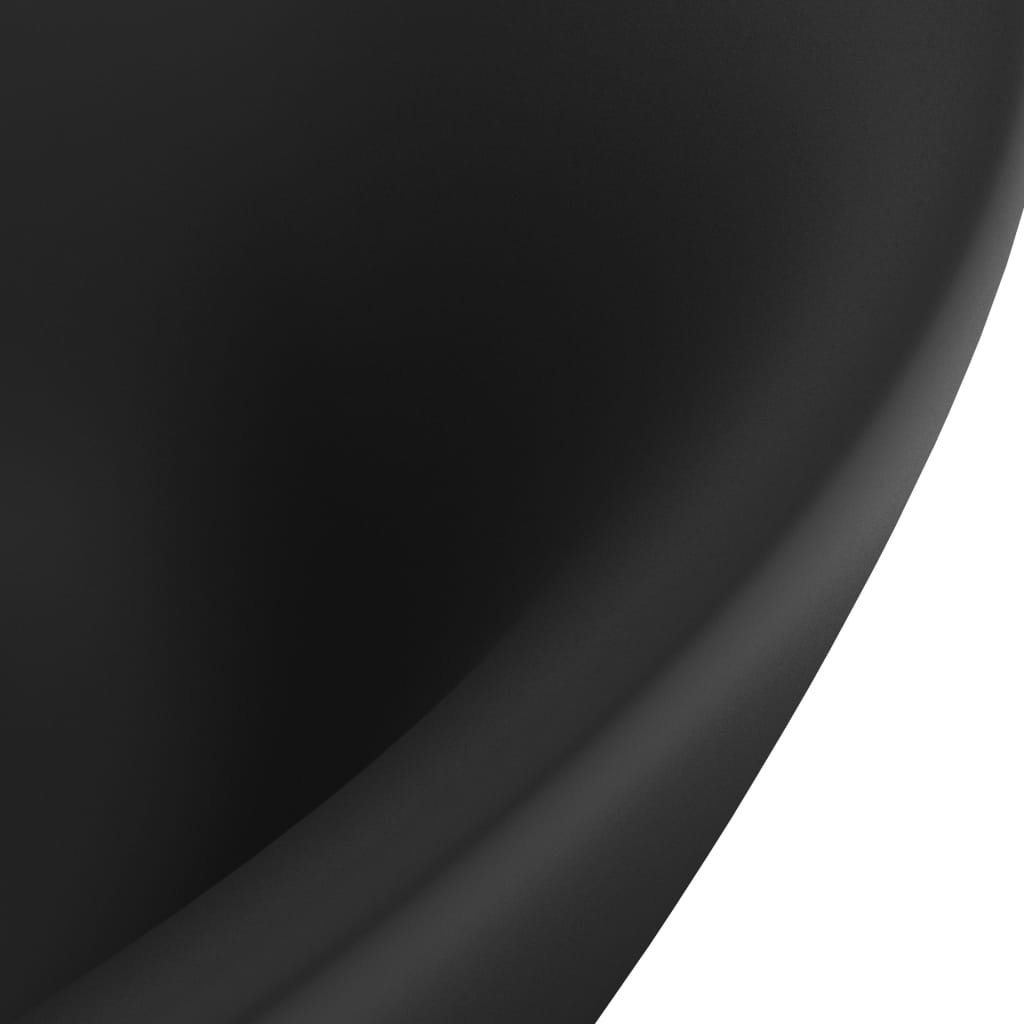 vidaXL izlietne, 58,5x39 cm, ovāla, matēta melna keramika