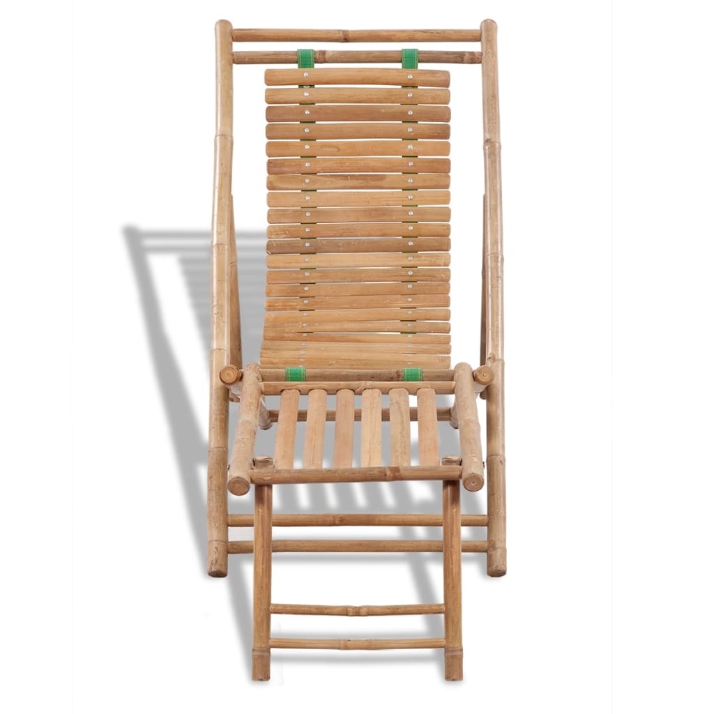vidaXL pludmales krēsls ar kāju balstu, bambuss