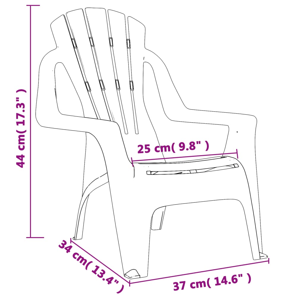 vidaXL dārza krēsli bērniem, 2 gab., rozā, 37x34x44 cm, PP