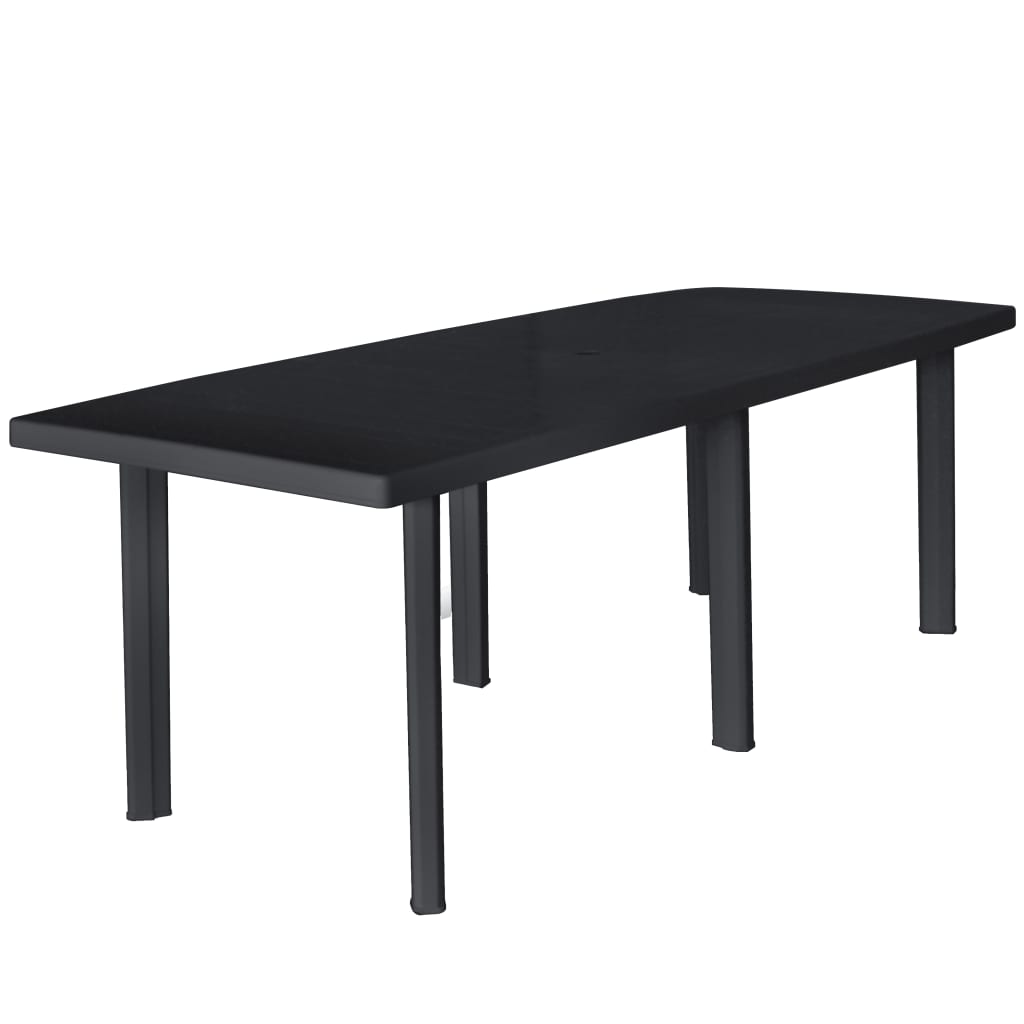 vidaXL dārza galds, antracītpelēks, 216x90x72 cm, plastmasa