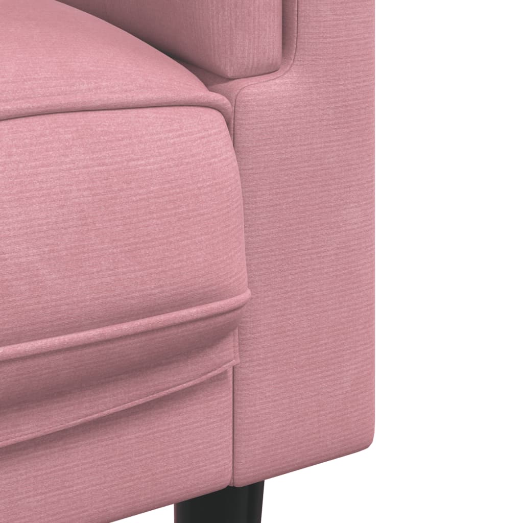 vidaXL trīsvietīgs dīvāns ar matračiem, rozā samts