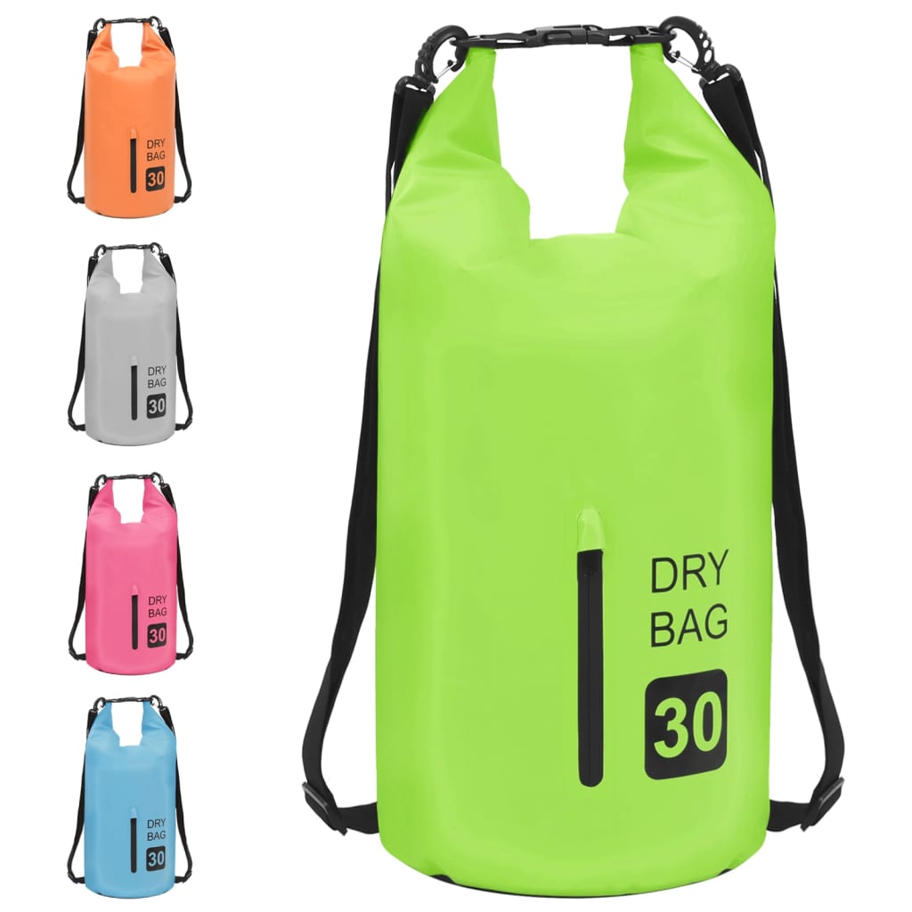 vidaXL ūdens soma ar rāvējslēdzēju, zaļa, 30 L, PVC