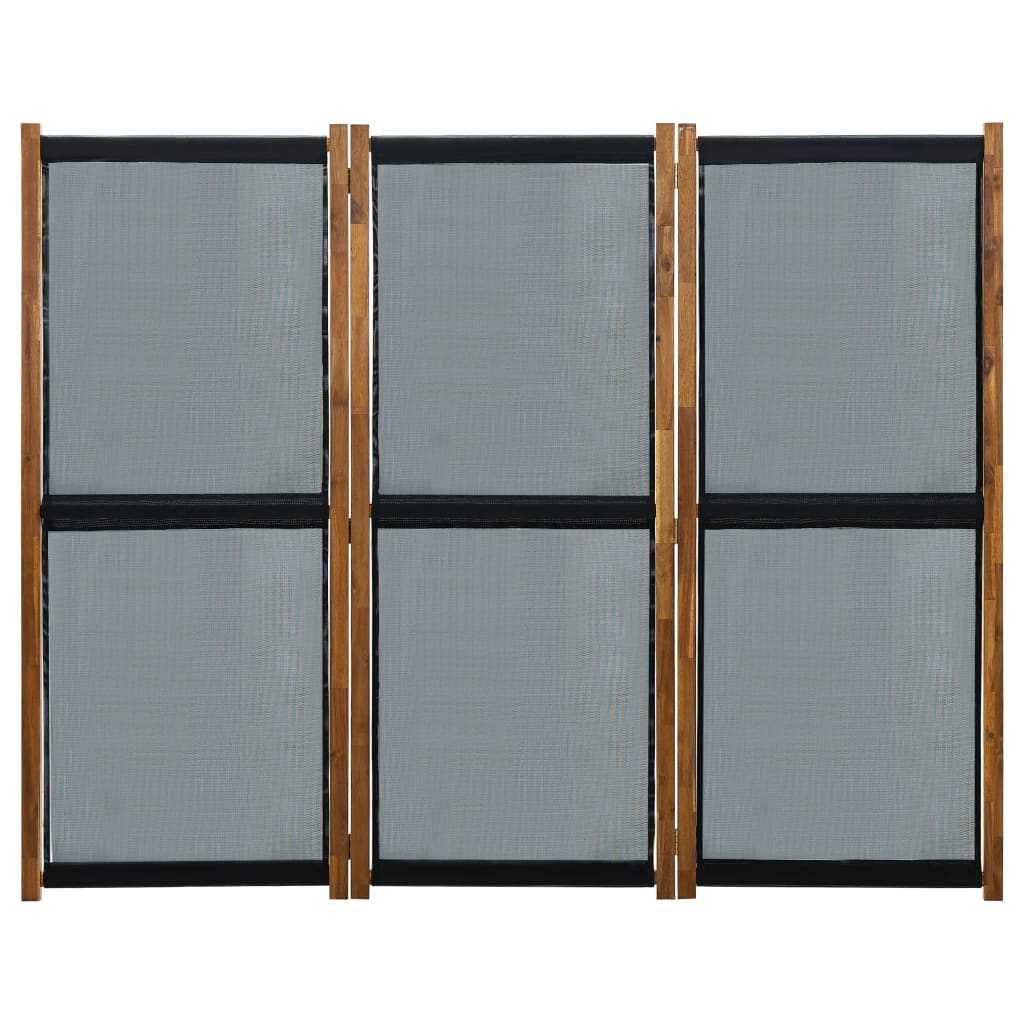 vidaXL 3-paneļu istabas aizslietnis, 210x170 cm, melns