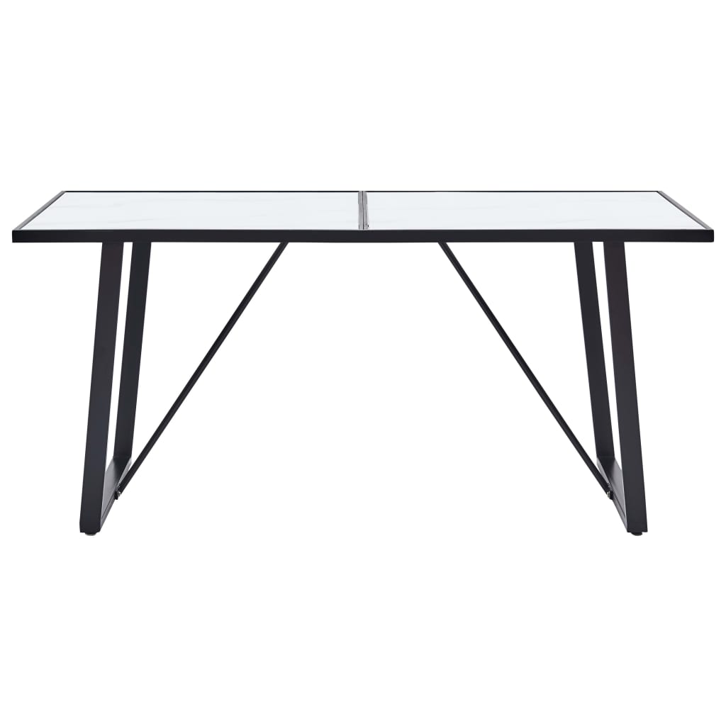 vidaXL virtuves galds, balts, 140x70x75 cm, rūdīts stikls