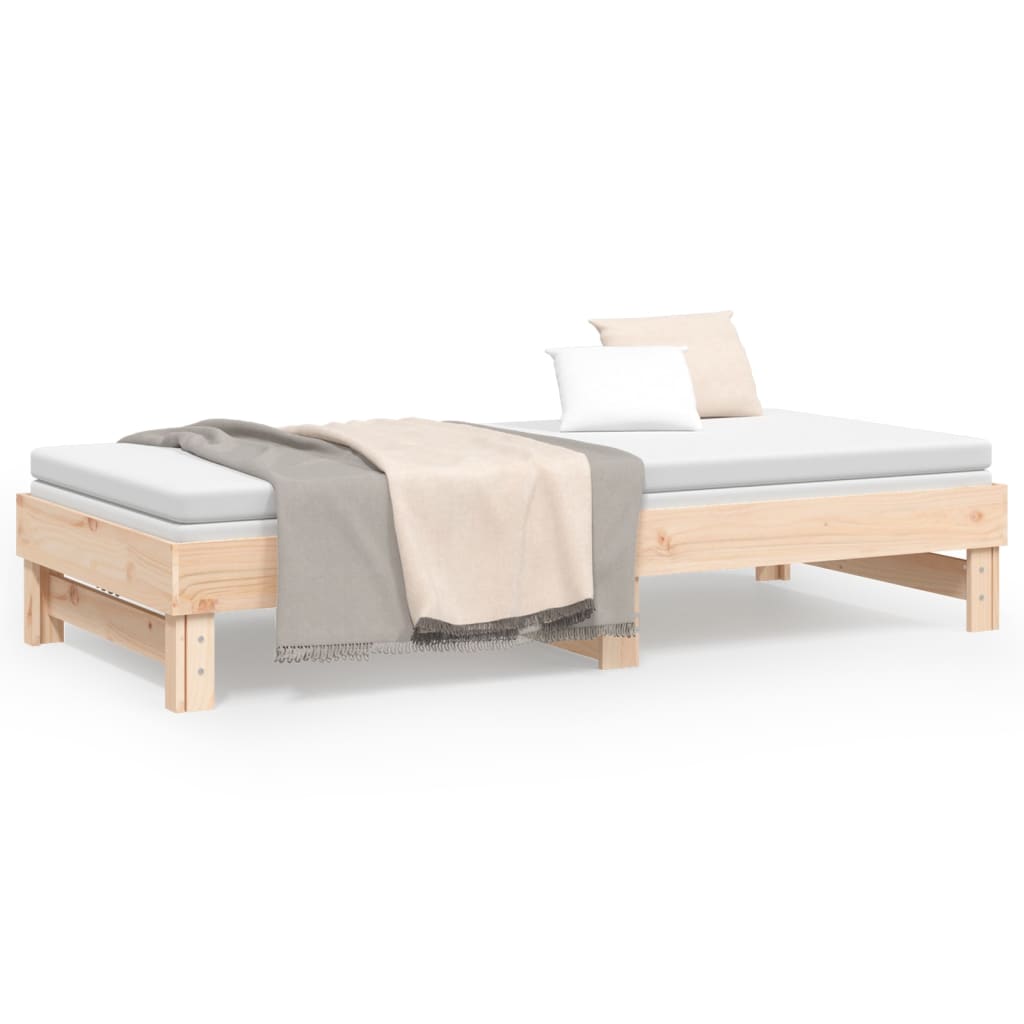 vidaXL izvelkama gulta, 2x(100x200) cm, priedes masīvkoks