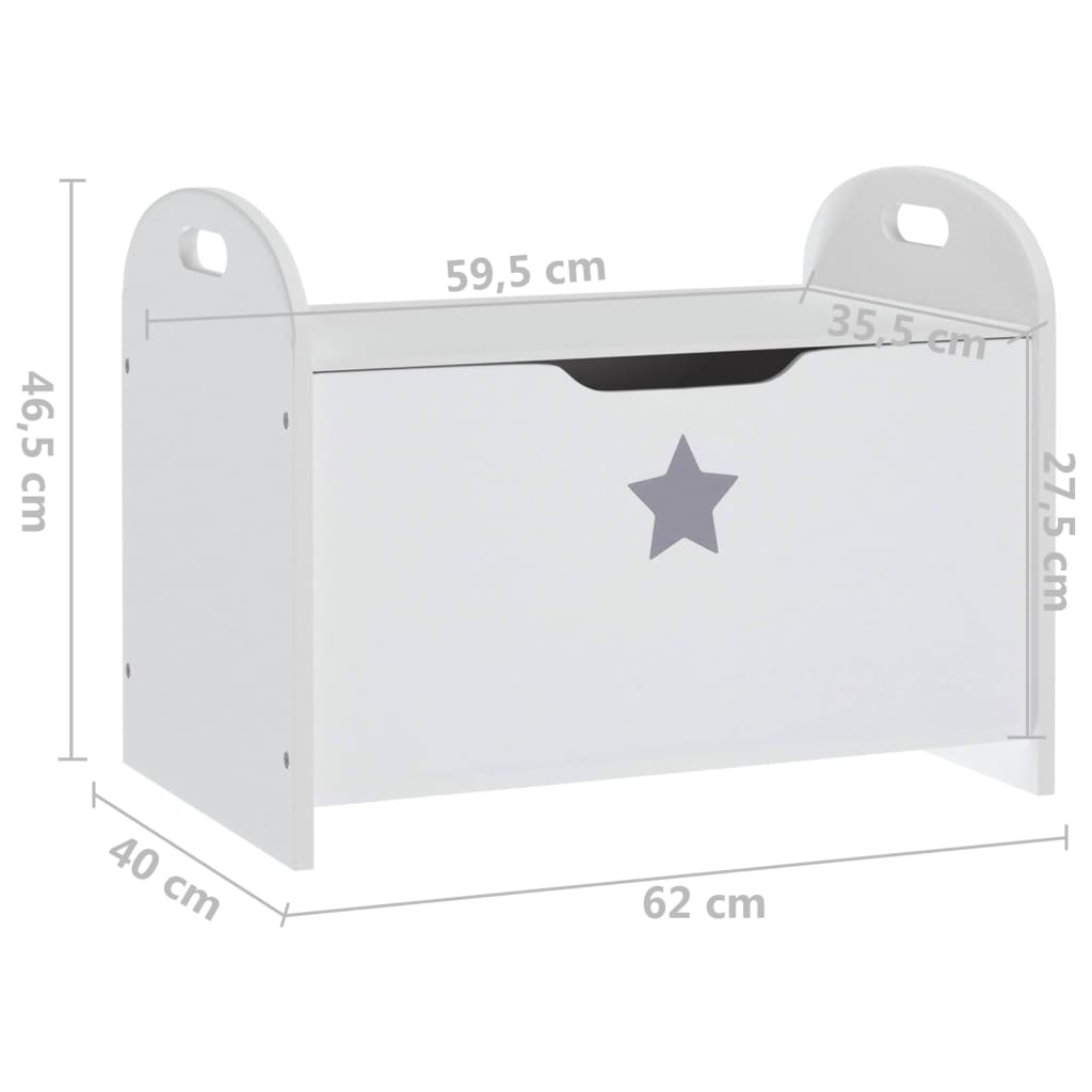 vidaXL bērnu sols ar kasti, balts, 62x40x46,5 cm, MDF