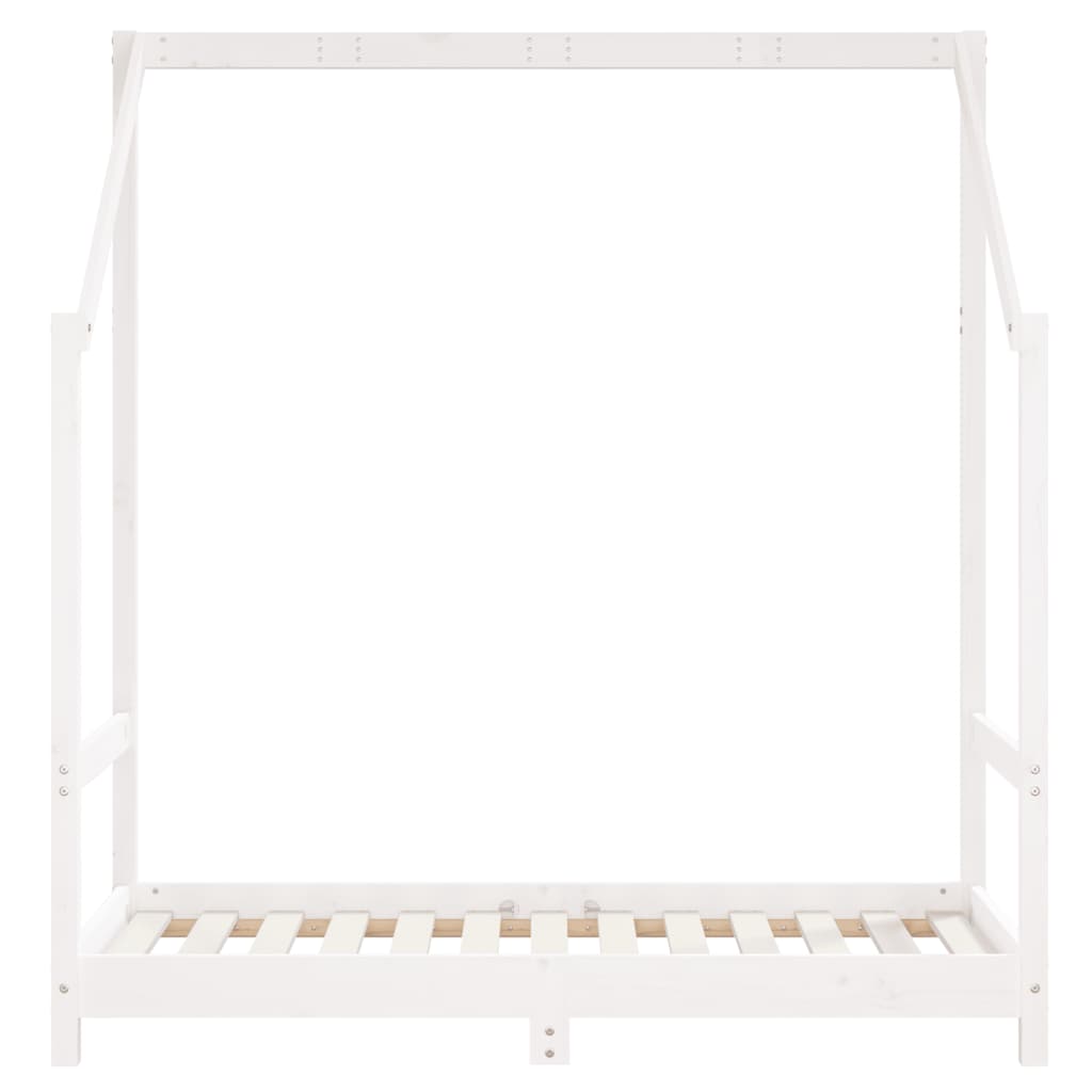 vidaXL bērnu gultas rāmis, priedes masīvkoks, 2x(70x140) cm, balts