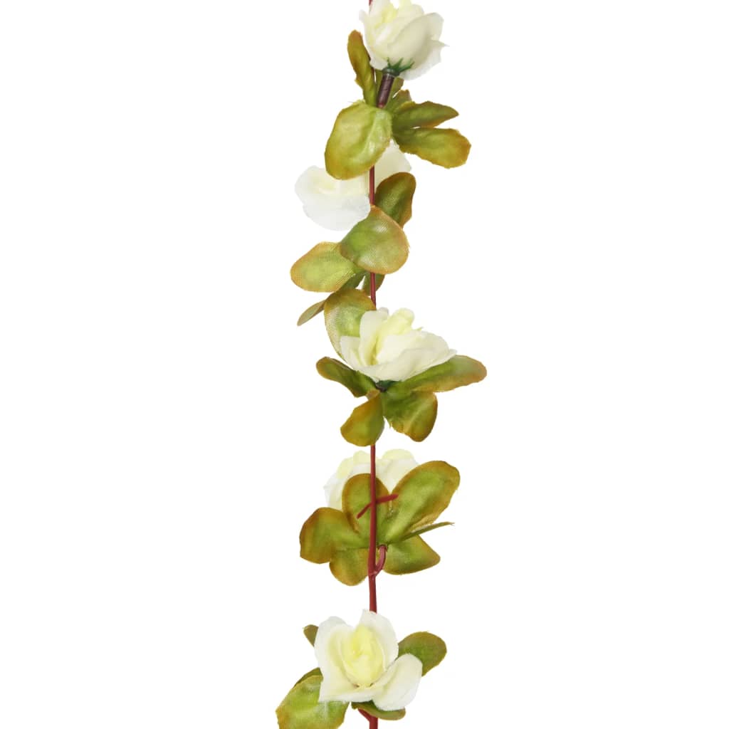 vidaXL mākslīgo ziedu vītnes, 6 gab., balts, 250 cm