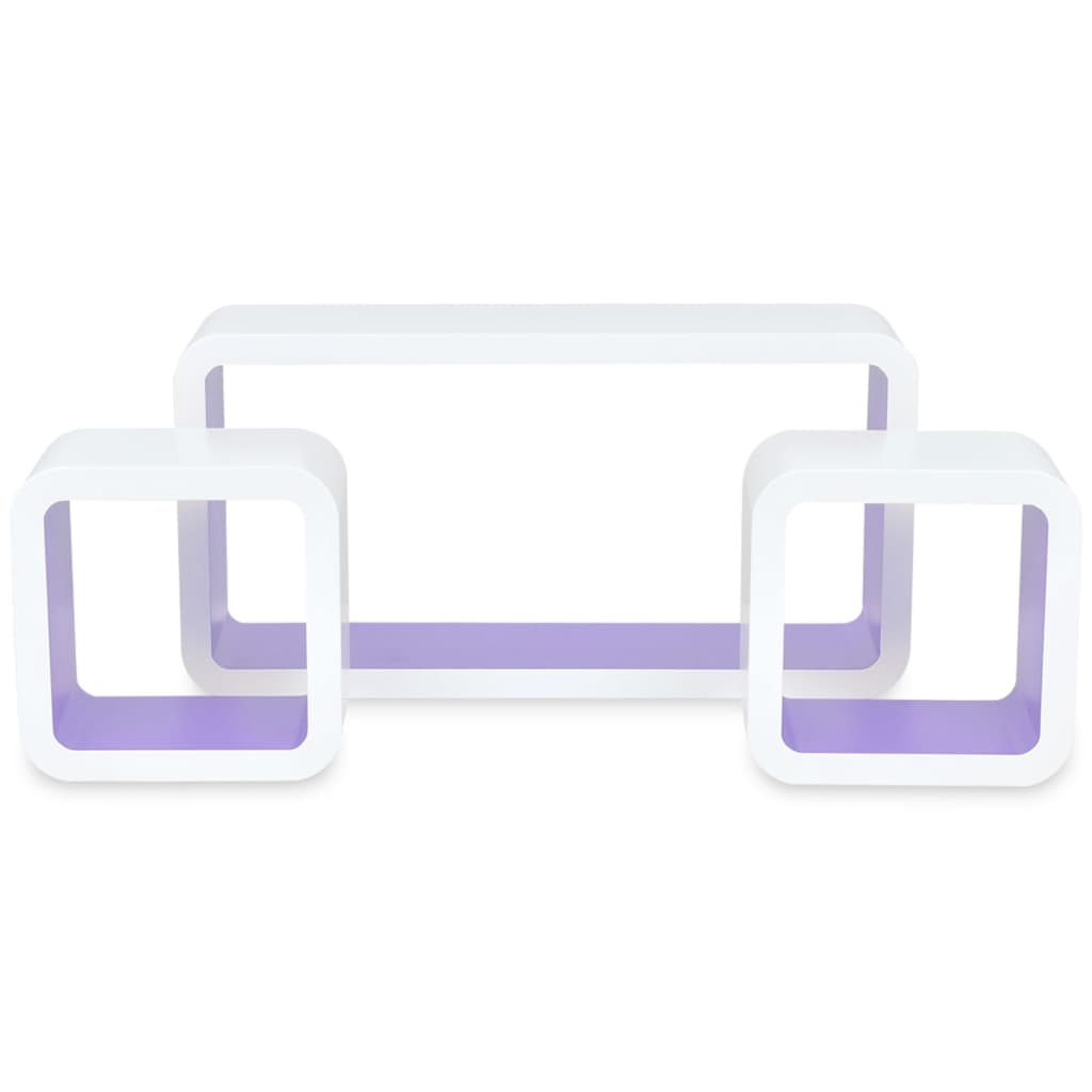 vidaXL kuba formas sienas plaukti, 6 gab., balti ar violetu