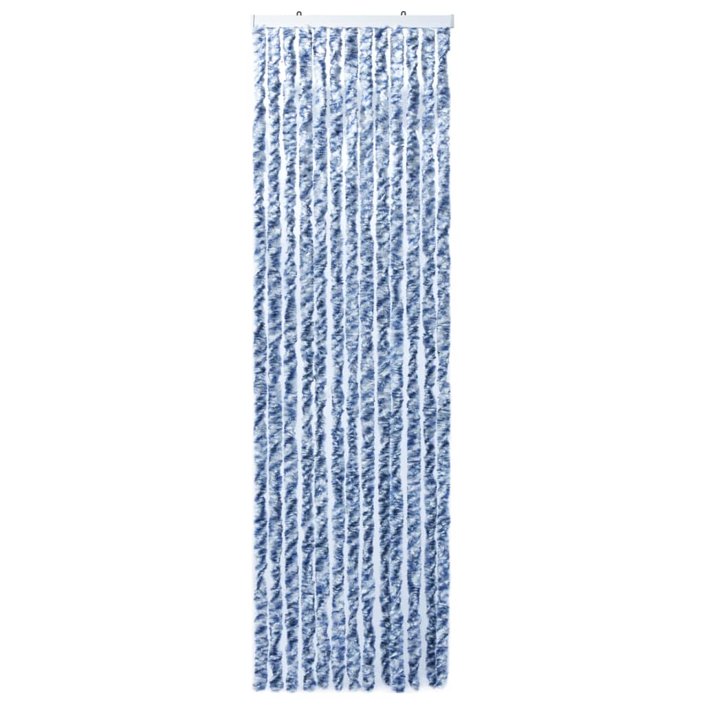 vidaXL kukaiņu aizkars, zils un balts, 120x220 cm, šenils