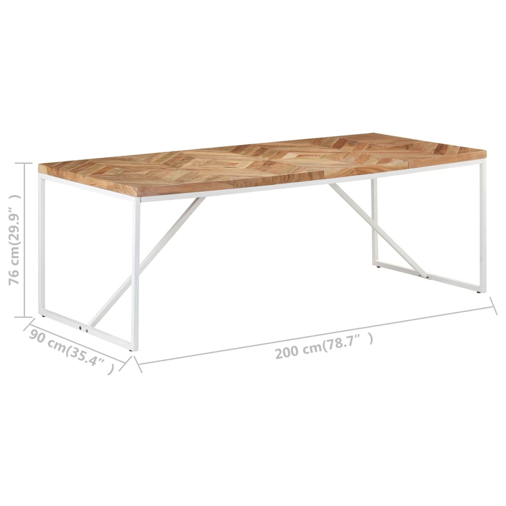 vidaXL virtuves galds, 200x90x76 cm, akācijas un mango masīvkoks