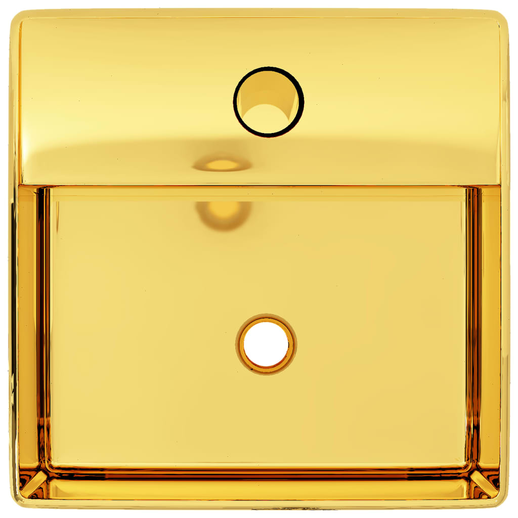 vidaXL izlietne ar krāna caurumu, 38x30x11,5 cm, keramika, zelta