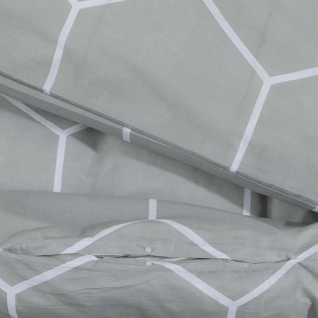 vidaXL gultasveļas komplekts, pelēks, 155x220 cm, kokvilna
