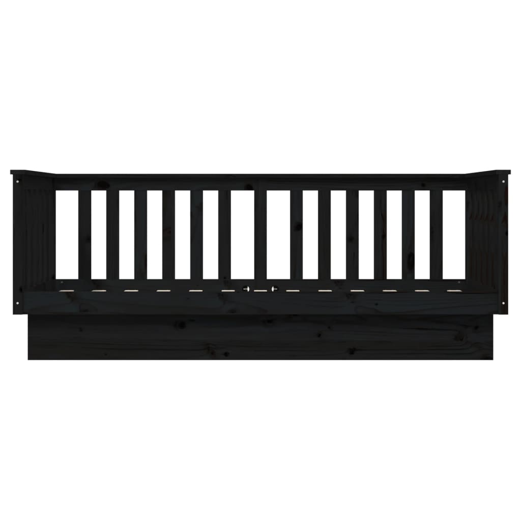 vidaXL dīvāngulta, melna, 75x190 cm, priedes masīvkoks