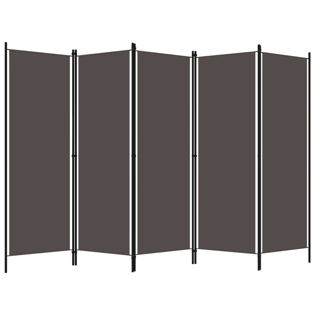 vidaXL 5-paneļu istabas aizslietnis, antracītpelēks, 250x180 cm