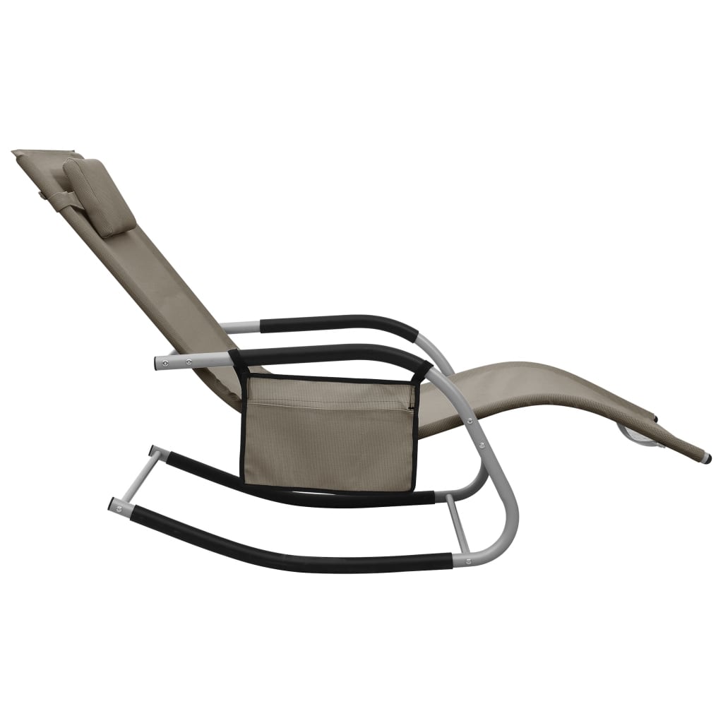vidaXL sauļošanās krēsli, 2 gab., tekstilēns, pelēkbrūni ar pelēku