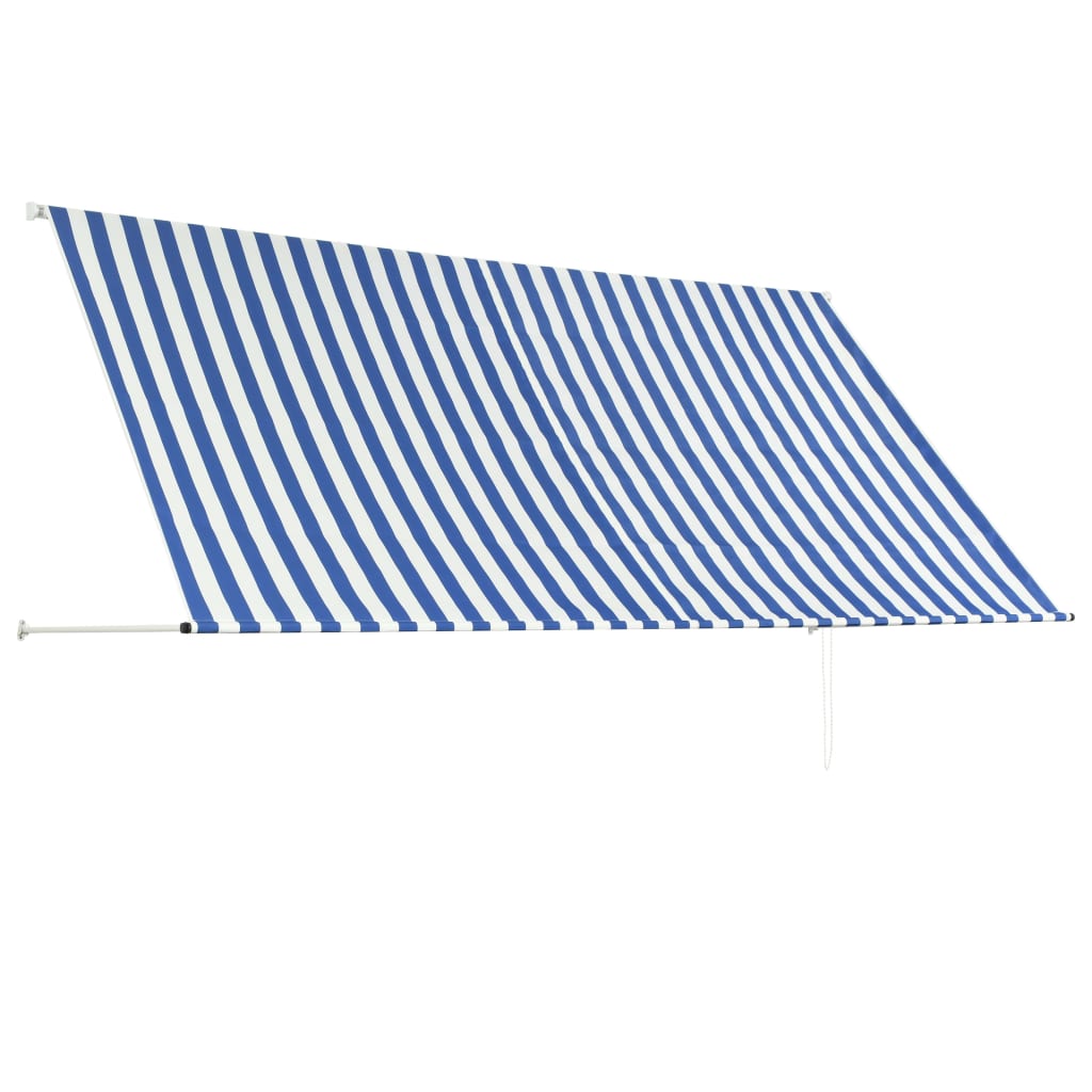 vidaXL markīze, 300x150 cm, sarullējama, zila ar baltu