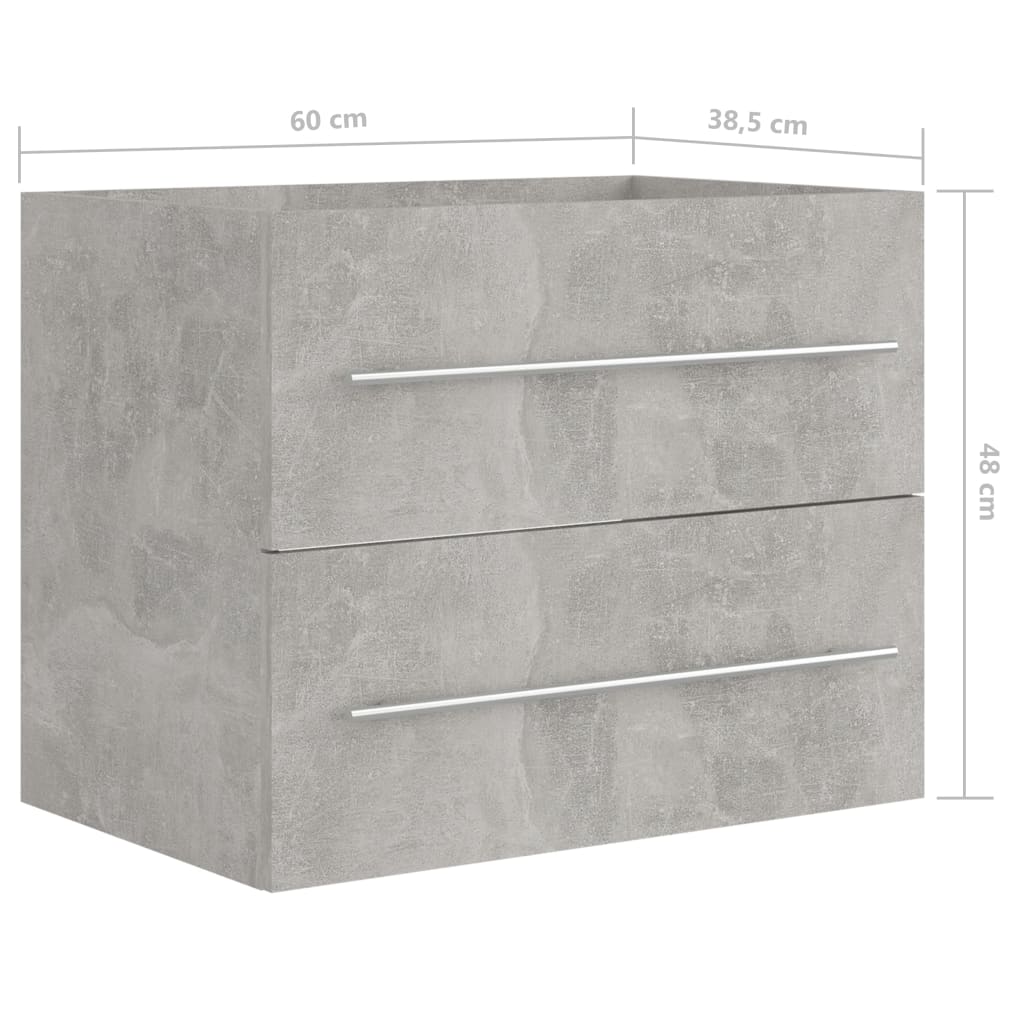 vidaXL izlietnes skapītis, betona pelēks, 60x38,5x48 cm, skaidu plātne