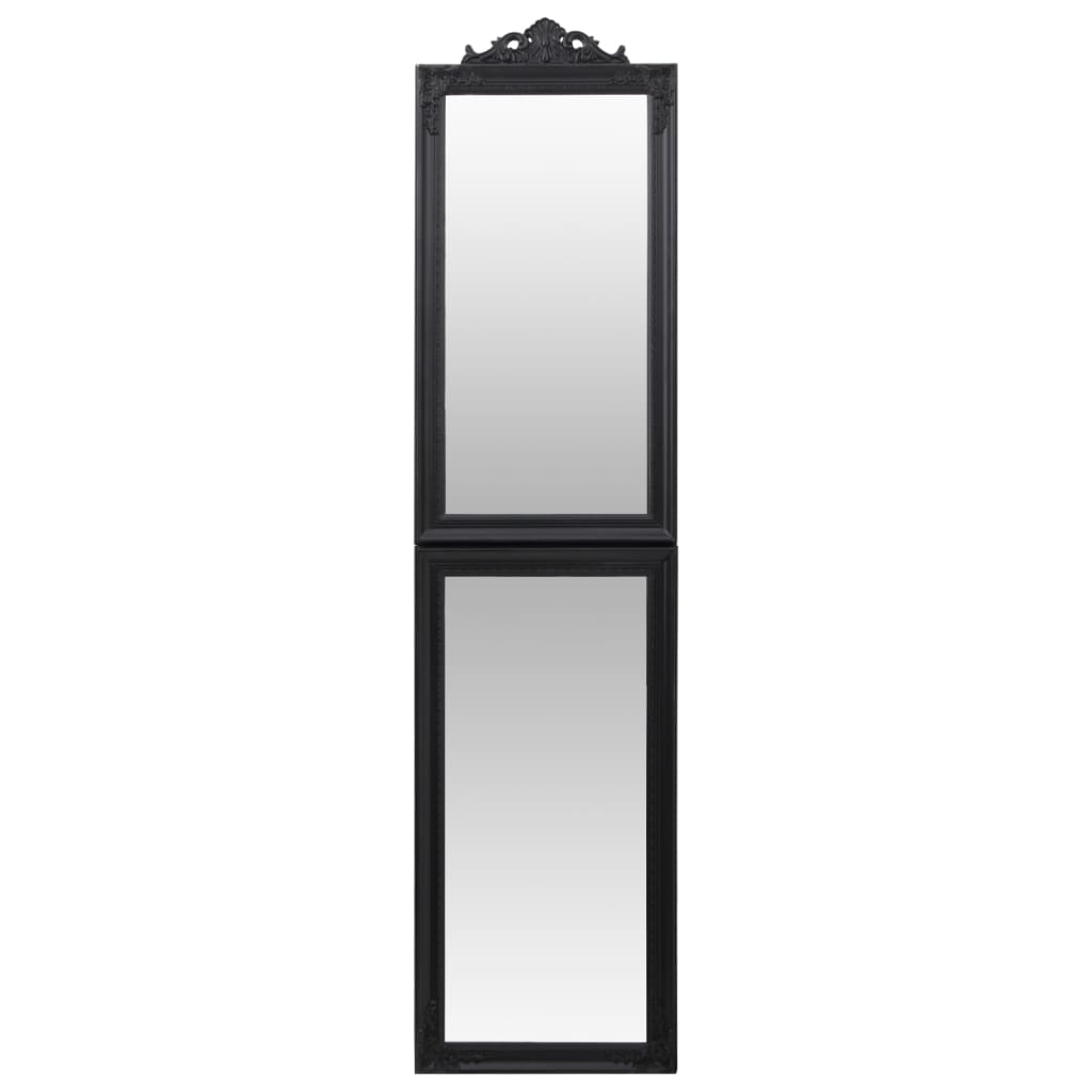 vidaXL grīdas spogulis, 45x180 cm, melns