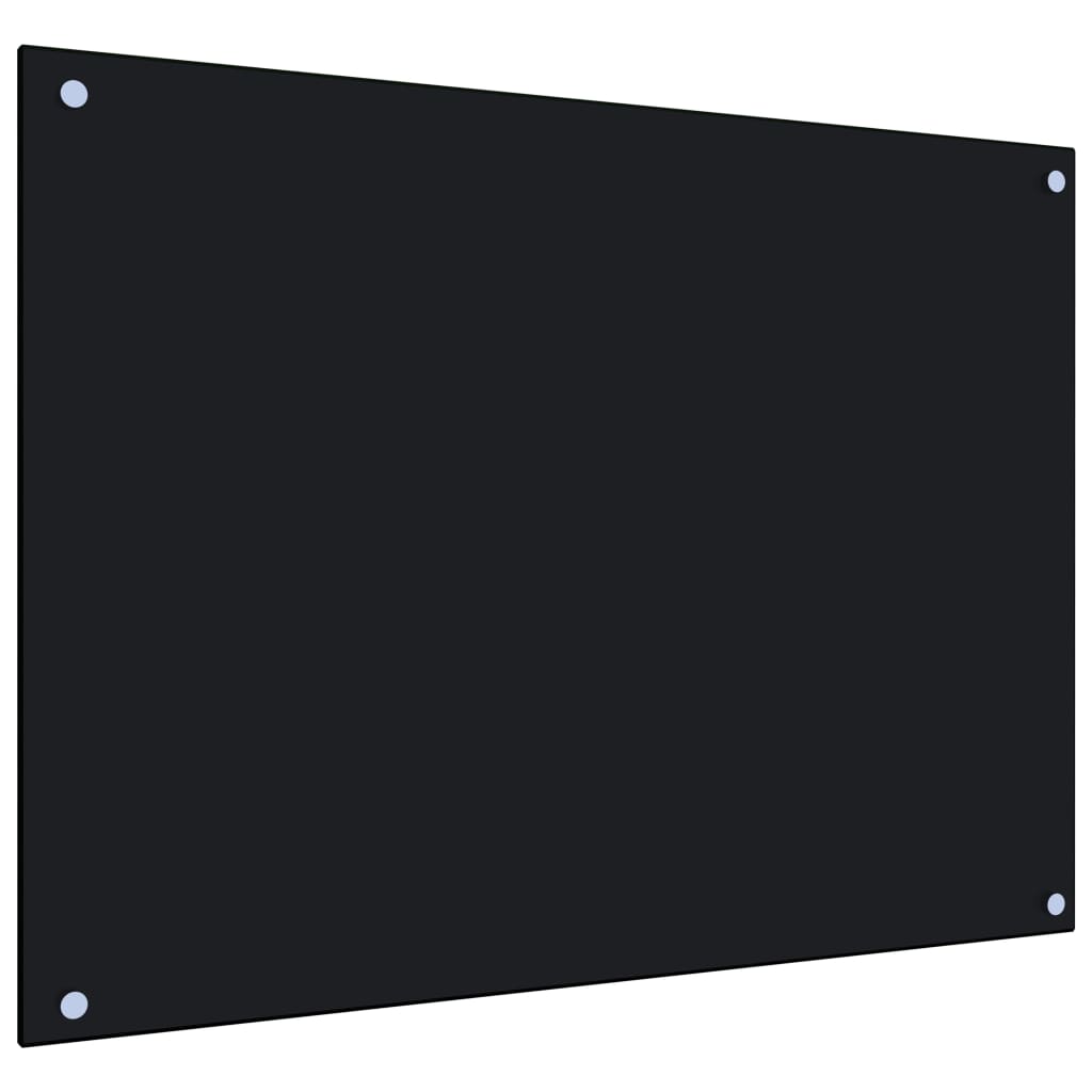vidaXL virtuves sienas panelis, 80x60 cm, rūdīts stikls, melns