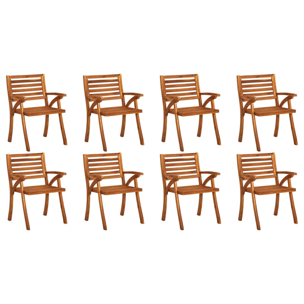 vidaXL dārza krēsli ar spilveniem, 8 gab., akācijas masīvkoks