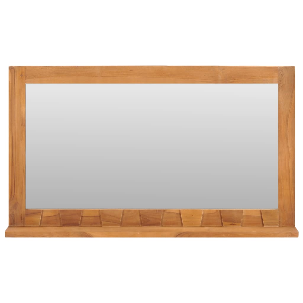 vidaXL sienas spogulis ar plauktu, 100x12x60 cm, masīvs tīkkoks