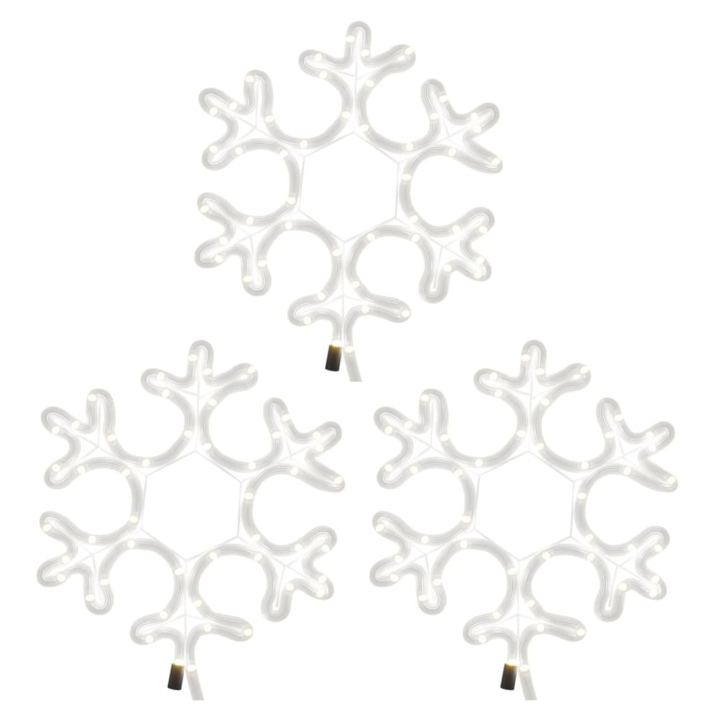 vidaXL Ziemassvētku sniegpārslas figūras, 3 gab., baltas LED, 27x27 cm